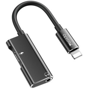 2-in-1 IP Male to 3.5mm + IP Female Adapter
Use for: charging, music