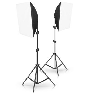2 Single Socket Softbox Studio Lighting Kit – Continuous Lighting for Photography & Video