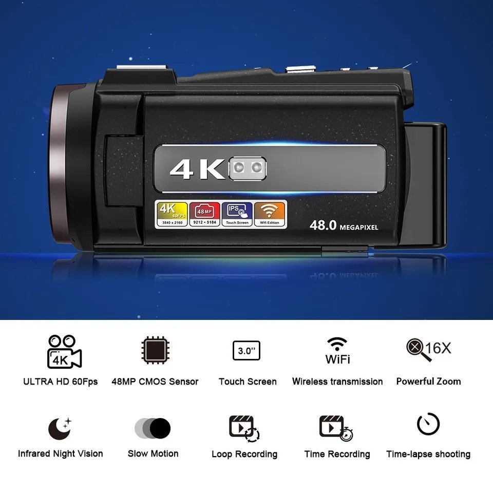 48MP Digital Wifi Camera - 4K 16X Zoom - SD254KM - Image 2