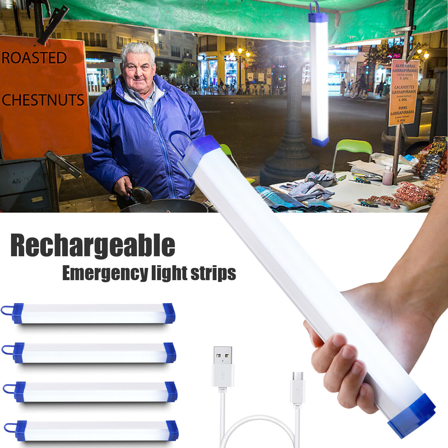 Portable LED Cabinet Light Tube - USB Rechargeable Emergency light strips - Image 8