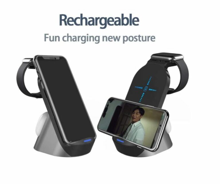 15W Multifunctional 3 in 1 Dual Coil Wireless Fast Charging Station - AB-SJ08 - Image 4