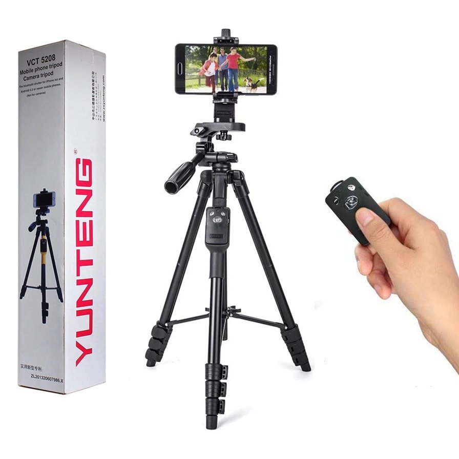 Mobile Phone & SLR Camera Tripod -YUNTENG VCT-5208 with Bluetooth Remote Control - Image 4