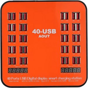200W 40-Port USB Wall Charger Dual Digital Display Smart Charging Station - JG655