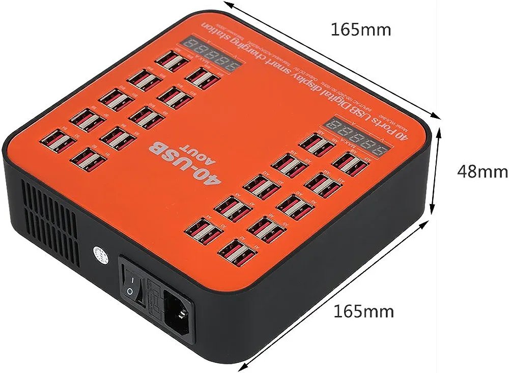 200W 40-Port USB Wall Charger Dual Digital Display Smart Charging Station - JG655 - Image 2
