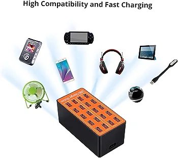 80W 20-Port USB Wall Charger Adapter Smart Charging Station - Image 4