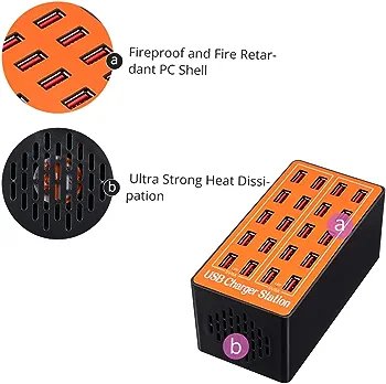 80W 20-Port USB Wall Charger Adapter Smart Charging Station - Image 3