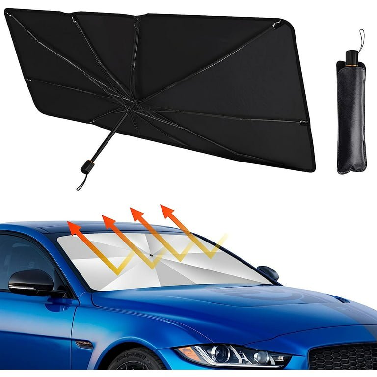 Windshield Sun Shade - Foldable Car Sunshade Umbrella - Full Block Heat UV Ray - Image 2