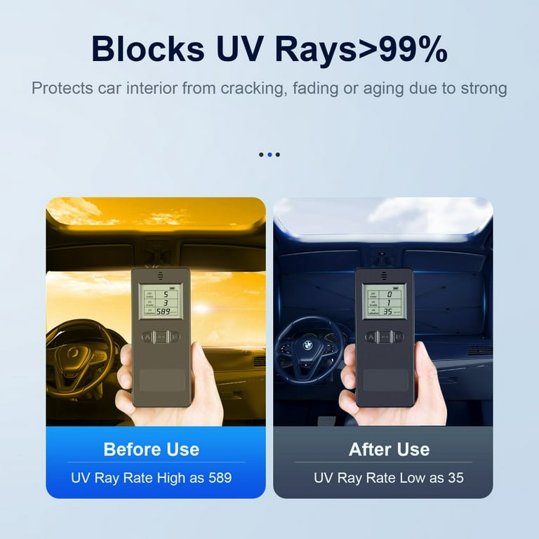 Windshield Sun Shade - Foldable Car Sunshade Umbrella - Full Block Heat UV Ray - Image 8