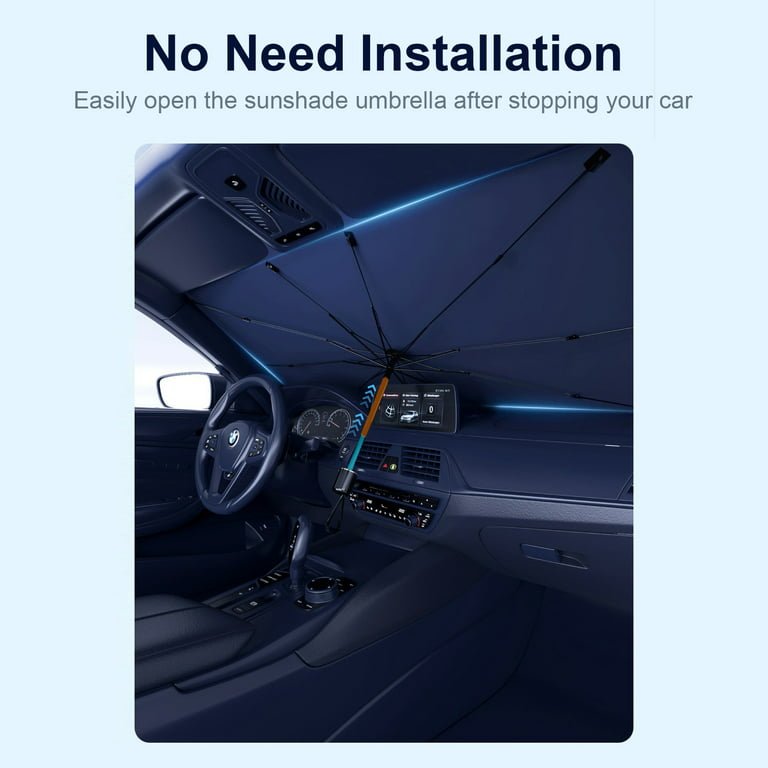 Windshield Sun Shade - Foldable Car Sunshade Umbrella - Full Block Heat UV Ray - Image 6