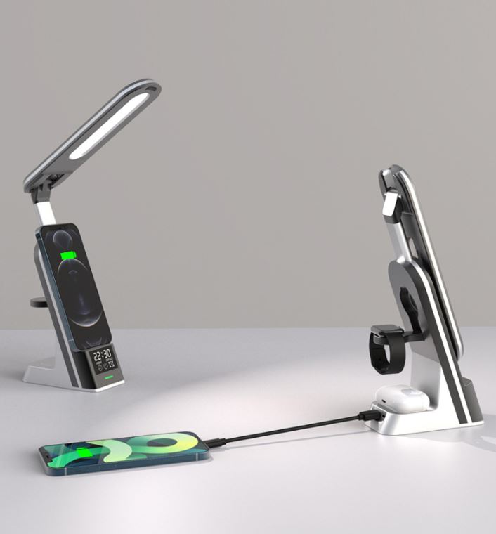 7 in 1 15W Wireless Fast Charger - Desk Lamp & Alarm Clock - AB-S860 - Image 4
