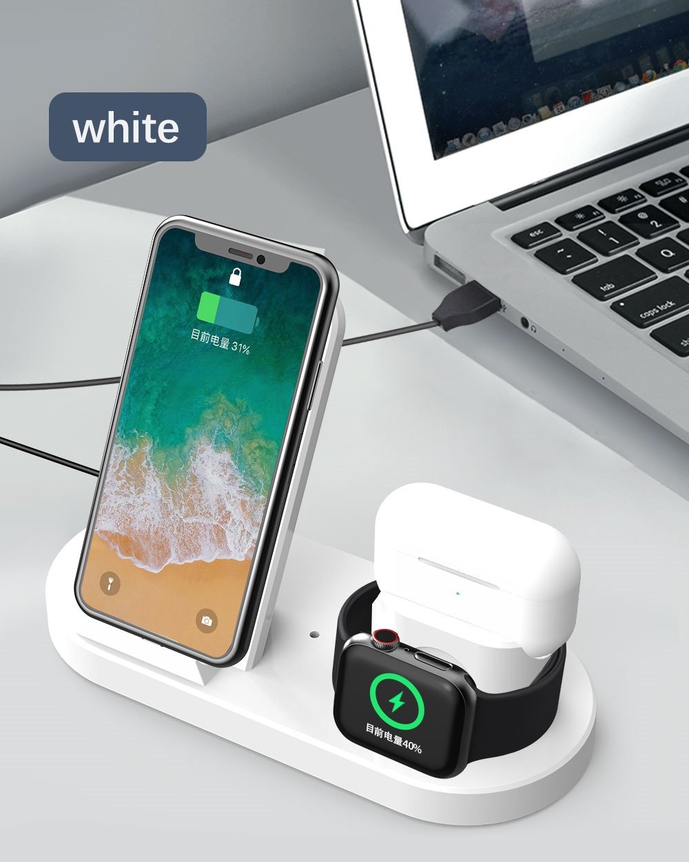25W Wireless Charger For IOS, iwatch, Airpods, Android 3 In 1 - AB-SJ06 - Image 2