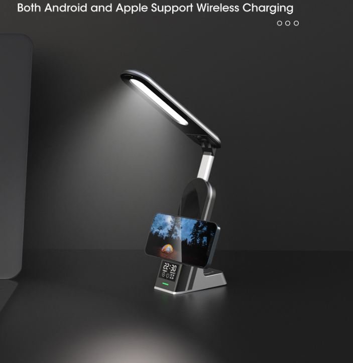 7 in 1 15W Wireless Fast Charger - Desk Lamp & Alarm Clock - AB-S860 - Image 6