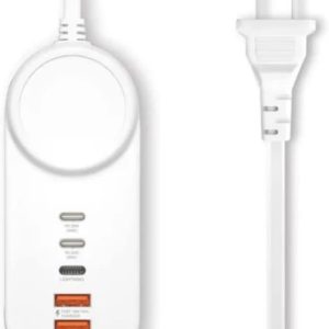 25W 2 Pin Plug Travel Adapter With 2 USB Ports 1 Lightning Port And 2 PD Ports