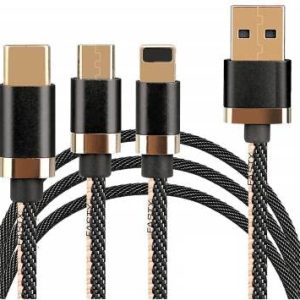 Treqa 3 in 1 Cable 3.1A Type C V8 & Lightning To USB - CA-830
