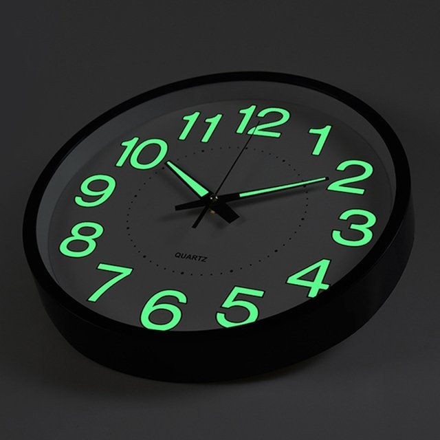 Wall Clock -Glow In The Dark Silent Quartz - 25cm - Image 3