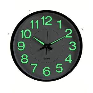 Wall Clock -Glow In The Dark Silent Quartz - 25cm