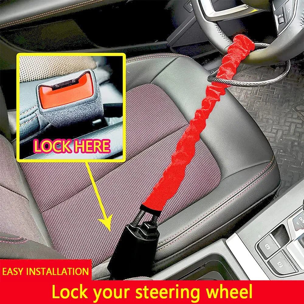 Universal Car Steering Wheel Lock Anti Theft Security System Seat Belt Lock +Key - Image 6