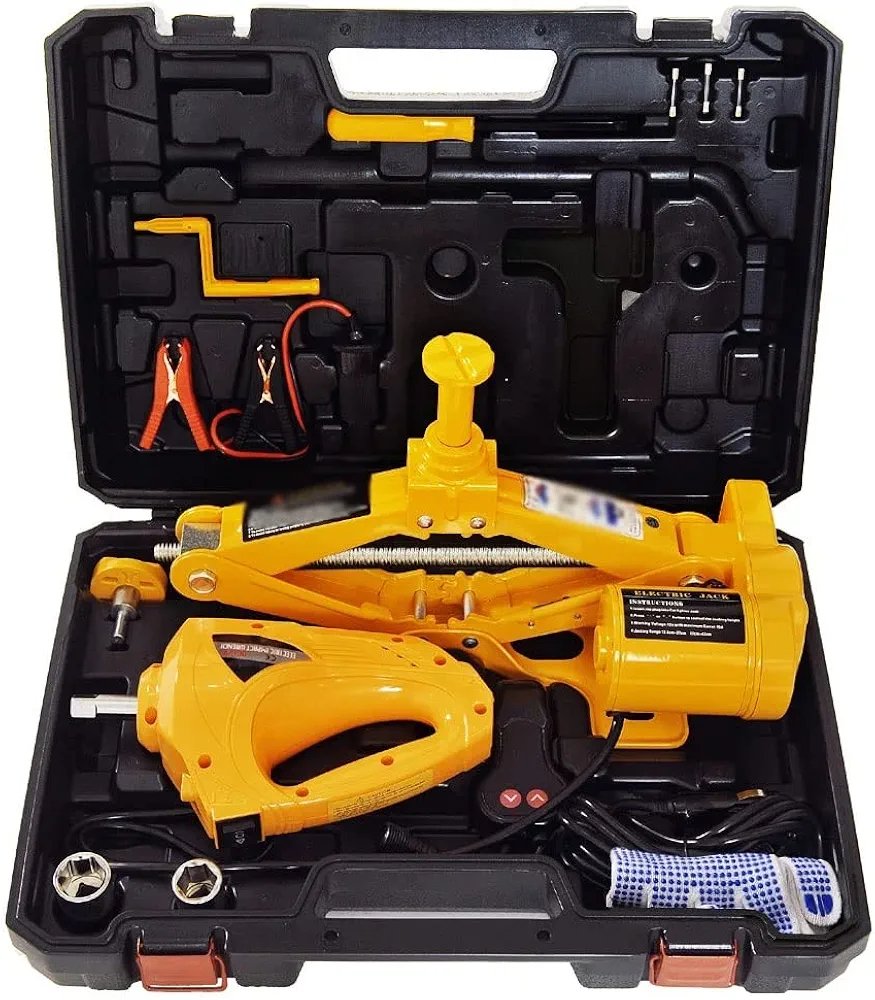 12V Car Electric Scissor Jack Lifting Set - Impact Wrench Tool Built-in Flash LED Light for Emergency - Image 5
