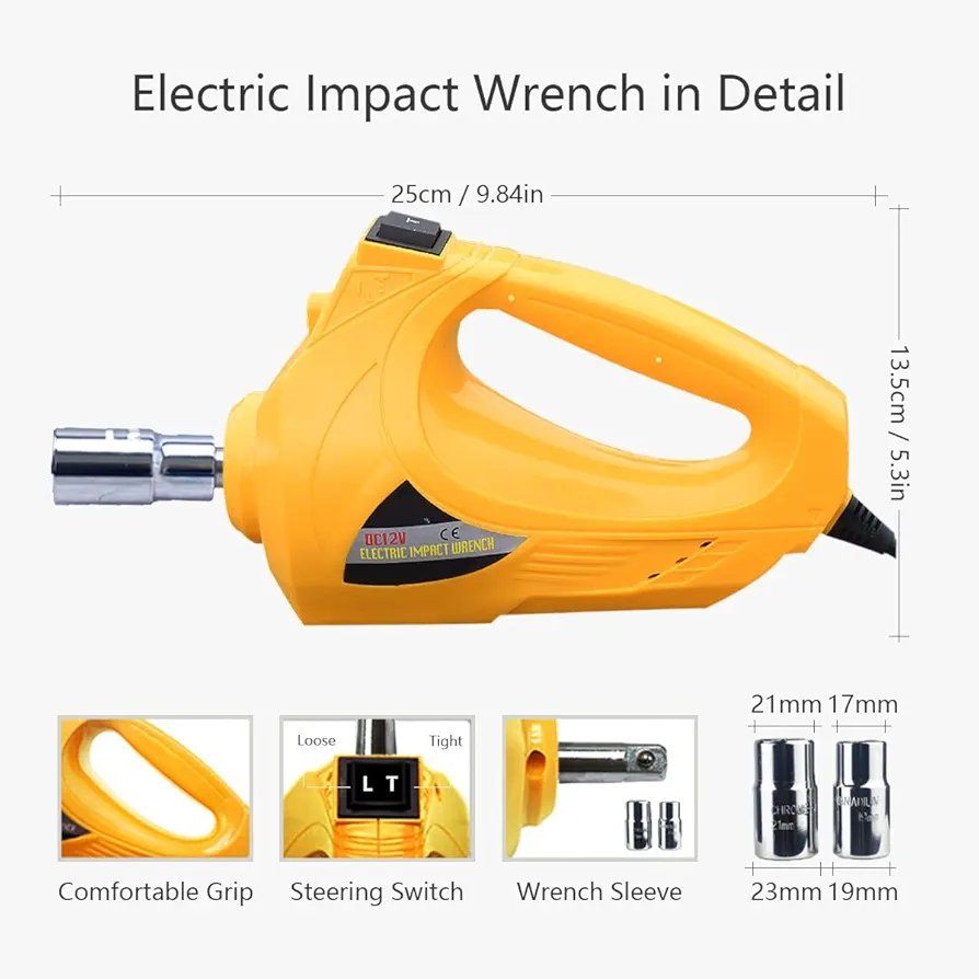 12V Car Electric Scissor Jack Lifting Set - Impact Wrench Tool Built-in Flash LED Light for Emergency - Image 3