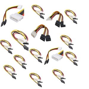4 Pin Molex Power to 2 SATA Adapter Converter Y Split Cable Pack of 100 - PL-L124