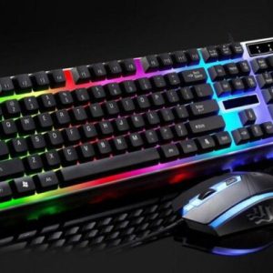 JG880 USB Wired Gaming Keyboard And Mouse Rainbow Colorful LED Illuminated Home Office