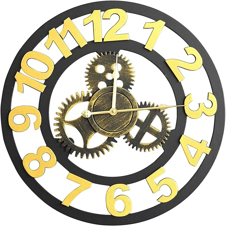 12 Inch Vintage Large Garden Clock Industrial Wind Mechanical Gear Outdoor Clock Open Face Decor - Image 3