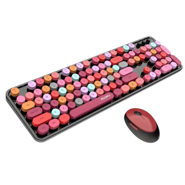 Sweet Wireless Retro Ergonomic Battery Operated Keyboard With Comfortable Grip 2.4G Mouse