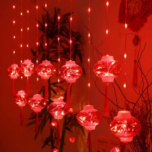 3.5M Plug-In Red Lantern Curtain Light - ZYF-122